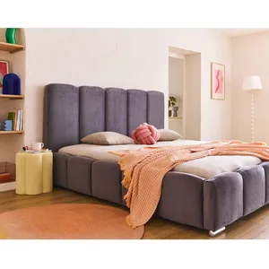 Lit coffre Torreon - 140x200 - sommier inclus - en velours - Gris foncé - BESTMOBILIER pas cher