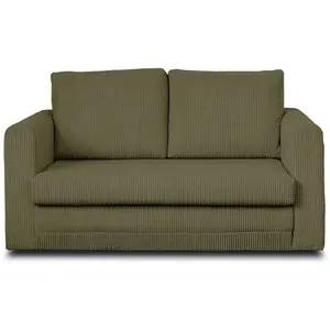 LISA DESIGN Marilia - canapé 2 places - convertible déplimousse - en velours côtelé - Vert pas cher