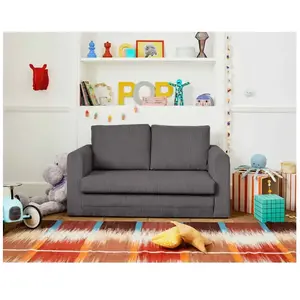 LISA DESIGN Canapé 2 places convertible déplimousse en velours côtelé gris - Marilia pas cher