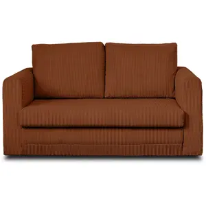 LISA DESIGN Canapé 2 places convertible déplimousse en velours côtelé Terracotta - Marilia pas cher