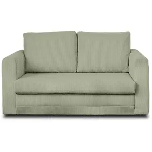 Canapé 2 places convertible déplimousse en velours côtelé - Vert sauge - Marque LISA DESIGN pas cher