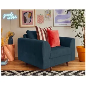 LISA DESIGN Rune - fauteuil - en velours côtelé - Bleu nuitVendu parcdiscount