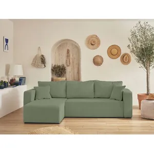 BESTMOBILIER Topaze - canapé d'angle réversible - 4 places - convertible avec coffre - en velours côtelé pas cher