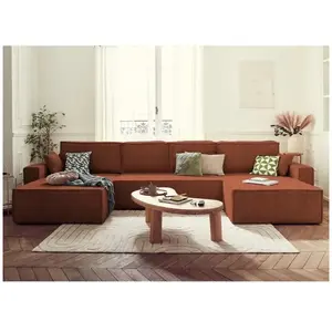 BESTMOBILIER Dellia - canapé panoramique en U - 7 places - convertible - avec coffre - en velours côtelé pas cher
