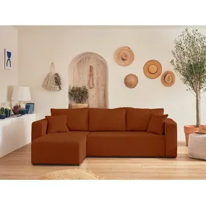 BESTMOBILIER Canapé D'angle Réversible Convertible 4 Places En Velours Côtelé