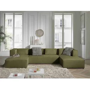LISA DESIGN Stella - canapé panoramique en U - 7 places - en velours côtelé pas cher
