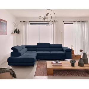 BESTMOBILIER Zaria - canapé d'angle gauche - convertible avec coffre et têtières réglables - 5 places - en velours côtelé pas cher