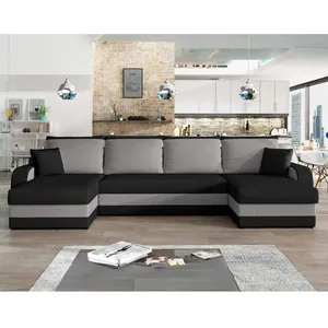 BESTMOBILIER Valos - canapé panoramique en U - 7 places - convertible avec coffre - en velours pas cher