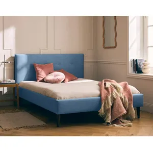 BESTMOBILIER Monet - lit - 160x200 - sommier inclus - en tissu - Bleu pas cher