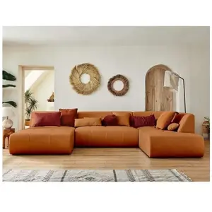 LISA DESIGN Onyx - canapé panoramique d'angle droit 7 places - en tissu - RouilleVendu parcdiscount