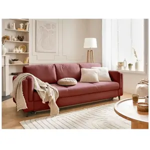 LISA DESIGN Brooke - canapé 3 places - convertible - avec coffre - en velours - Rose pas cher