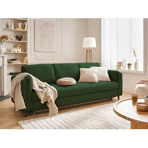 LISA DESIGN Brooke - canapé 3 places - convertible - avec coffre - en velours - Vert pas cher
