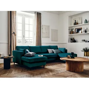 LISA DESIGN Anna - canapé panoramique en U - 7 places - convertible avec coffre - en velours