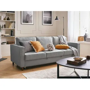LISA DESIGN Jake - canapé 3 places - convertible - en velours côtelé - Gris clair pas cher