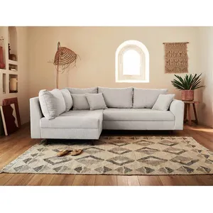 LISA DESIGN Rune - canapé d'angle gauche - 4 places - en velours côtelé - Gris clair pas cher