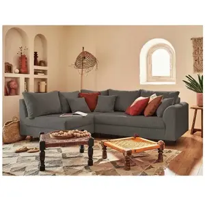 LISA DESIGN Rune - canapé d'angle gauche - 4 places - en velours côtelé - Gris foncé pas cher