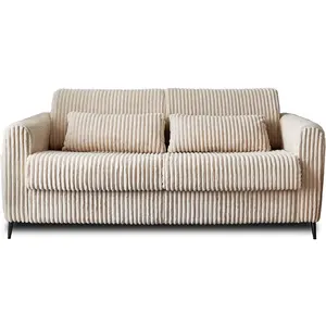 LISA DESIGN Owen - canapé 3 places convertible - couchage quotidien - matelas 12 cm - en velours côtelé grosses côtes