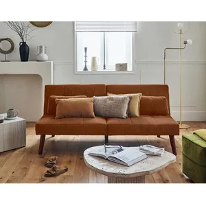 BESTMOBILIER Philae - canapé convertible clic-clac 2 places - velours côtelé - Terracotta pas cher