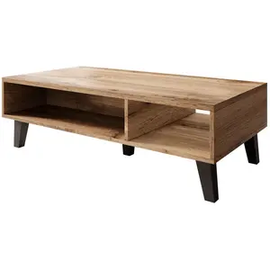 BESTMOBILIER Lord - table basse - bois et noir - 110 cm - style industriel - Bois / Gris pas cher