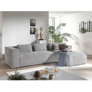 LISA DESIGN Stella - canapé d'angle - en velours côtelé - 4 places -style contemporain - droit pas cher