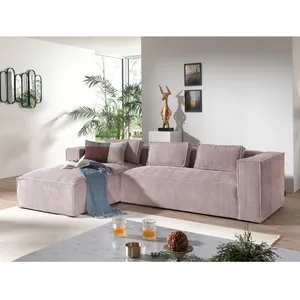 LISA DESIGN Stella - canapé d'angle - en velours côtelé - 4 places -style contemporain - gauche pas cher