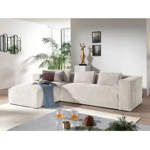 LISA DESIGN Stella - canapé d'angle - en velours côtelé - 4 places -style contemporain - gauche pas cher