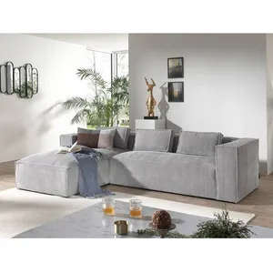 LISA DESIGN Stella - canapé d'angle - en velours côtelé - 4 places -style contemporain - gauche pas cher