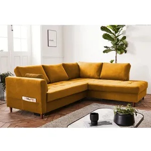 LISA DESIGN Anna - canapé d'angle convertible - 5 places - style contemporain - droit - Jaune pas cher