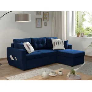 BESTMOBILIER Canapé d'angle réversible Astoria - convertible avec coffre - style contemporain - 4 places - Bleu marine pas cher