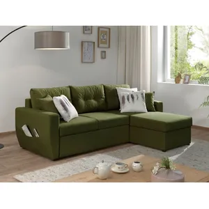 Canapé d'angle réversible convertible avec coffre - BESTMOBILIER - Astoria - Vert Olive pas cher
