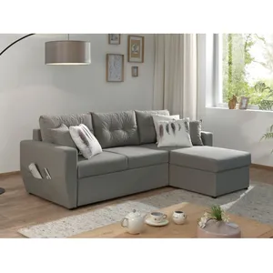 Canapé d'angle réversible convertible avec coffre Astoria - BESTMOBILIER - 4 places - Gris clair pas cher
