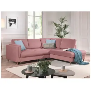 LISA DESIGN Brooke - canapé d'angle convertible - 5 places - style contemporain - droit - Rose pas cher