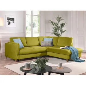 LISA DESIGN Brooke - canapé d'angle convertible - 5 places - style contemporain - droit - Vert Olive pas cher
