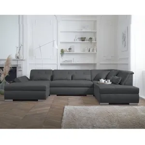 Comparateur de prix : LISA DESIGN Vermont - canapé panoramique d'angle droit - 7 places - XXL - Gris foncé