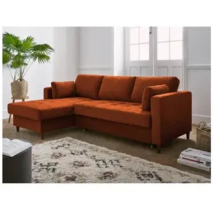 LISA DESIGN Anna - canapé d'angle gauche - 4 places - convertible avec coffre - en velours pas cher