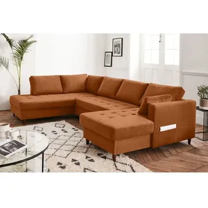 LISA DESIGN Anna - canapé panoramique d'angle gauche - 7 places - convertible avec coffre - en velours pas cher