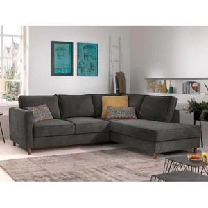 LISA DESIGN Jake - canapé d'angle droit - convertible - 5 places - en velours côtelé pas cher