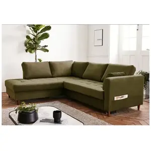LISA DESIGN Anna - canapé d'angle convertible - 5 places - style contemporain - gauche - Vert Olive pas cher