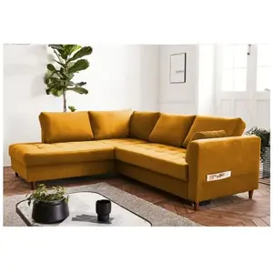LISA DESIGN Anna - canapé d'angle convertible - 5 places - style contemporain - gauche - Jaune