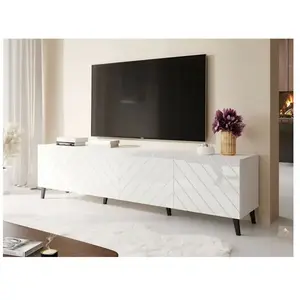 BESTMOBILIER Chloe - meuble TV - blanc - 200 cm - style contemporain Couleur - Blanc pas cher