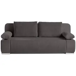 BESTMOBILIER Canapé 3 places convertible Elio avec coffre en velours et velours côtelé - Gris foncé pas cher