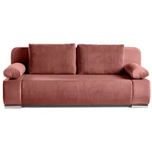 BESTMOBILIER Elio - canapé 3 places convertible - avec coffre - en velours et velours côtelé - Rose pas cher