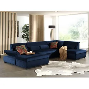 LISA DESIGN Vermont - canapé panoramique d'angle droit - 7 places - XXL - en velours pas cher