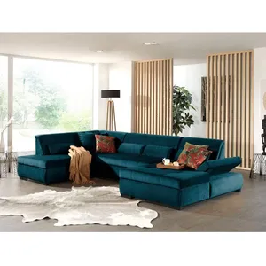 LISA DESIGN Vermont - canapé panoramique d'angle gauche - 7 places - XXL - en velours pas cher