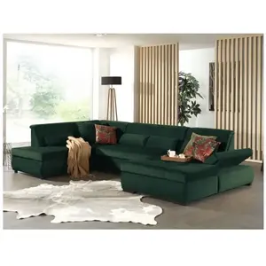 LISA DESIGN Vermont - canapé panoramique d'angle gauche - 7 places - XXL - en velours pas cher