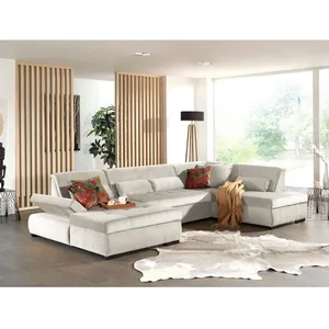 LISA DESIGN Vermont - canapé panoramique d'angle droit - 7 places - XXL - en velours pas cher
