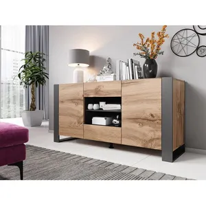 Buffet bas Willow - BESTMOBILIER - Bois / Gris - 2 portes - 2 tiroirs ...Vendu parcdiscount