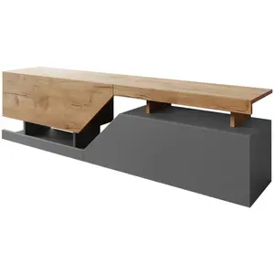 BESTMOBILIER Pitt - meuble TV - 160 cm - style industriel - Bois / Gris pas cher