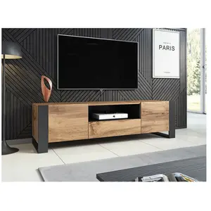 BESTMOBILIER Meuble TV Willow - Bois et Gris - 180 cm - Style Industriel pas cher