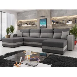 BESTMOBILIER Harvey - canapé panoramique en U - 7 places - convertible avec coffre - en tissu pas cher